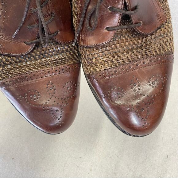 Johnston& Murphy Cellini Mixed Media Woven Leather Cap Toe Oxford Shoe Size 10 - Picture 2 of 14
